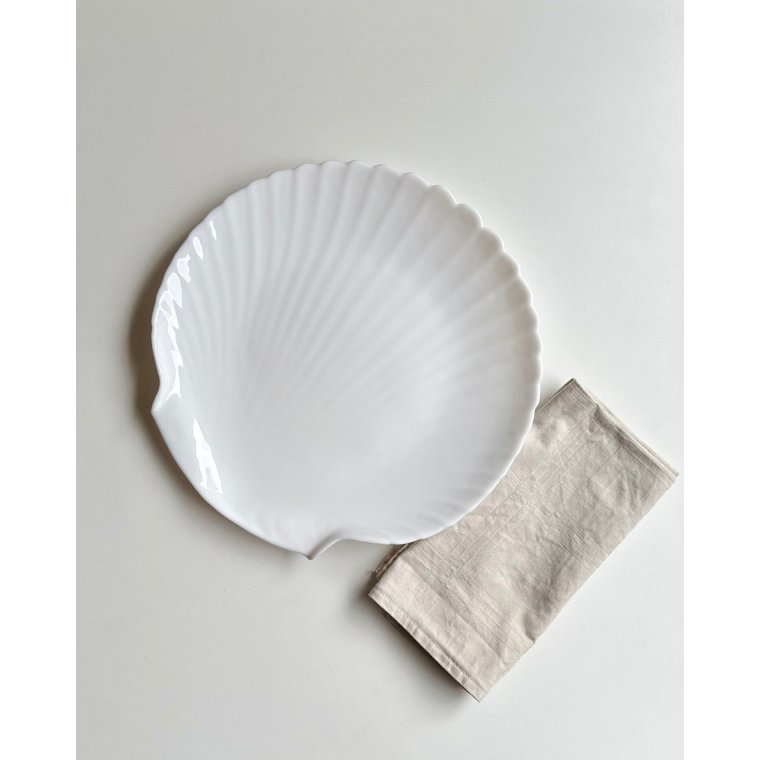 Muslingetallerken, hvid opalineglas, pr stk
