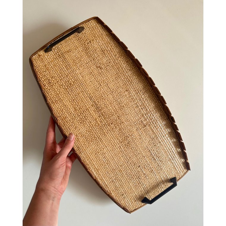 Vintage serveringbakke m flet