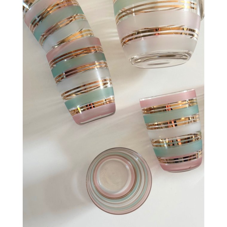 Vintage kande med 6 glas