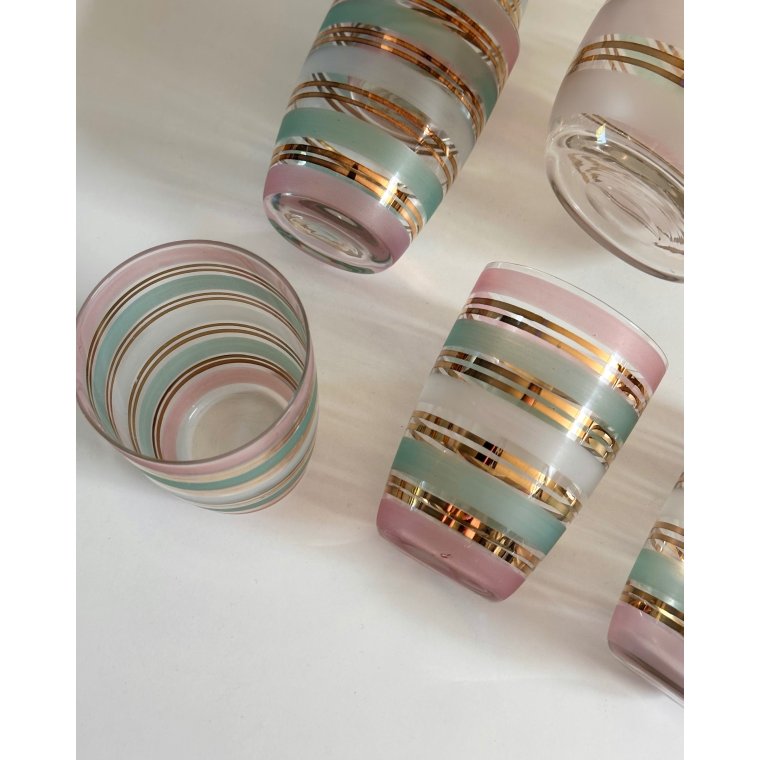 Vintage kande med 6 glas