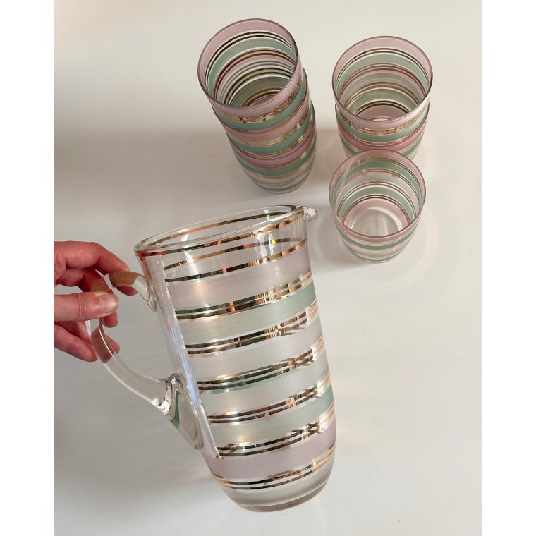 Vintage kande med 6 glas