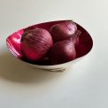 Silverplated dish w red enamel