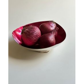 Silverplated dish w red enamel