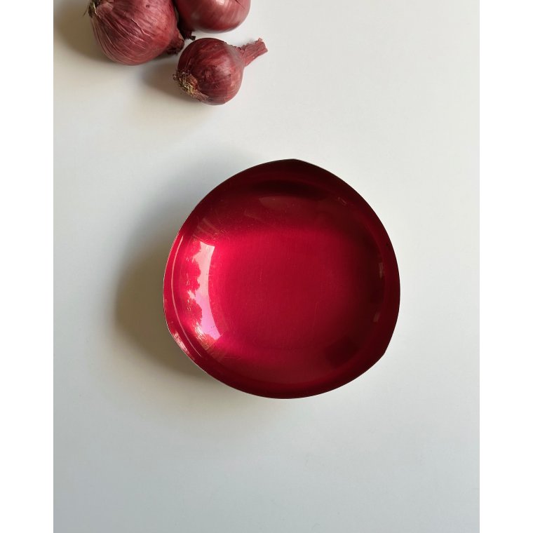 Silverplated dish w red enamel