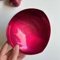 Silverplated dish w red enamel