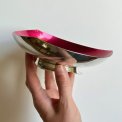 Silverplated dish w red enamel