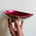 Silverplated dish w red enamel
