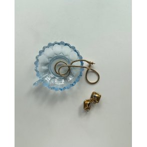 Blue glass dish w handle