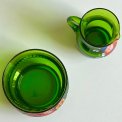 Sukker- og fl�des�t, gr�nt glas m bemaling