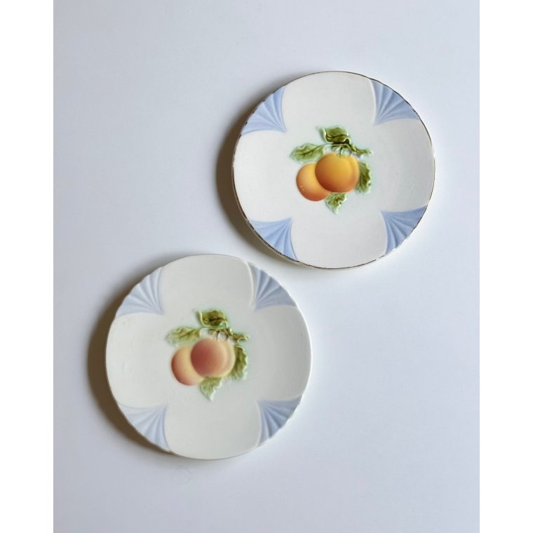 Fajancetallerkner m appelsiner, 2 stk samlet