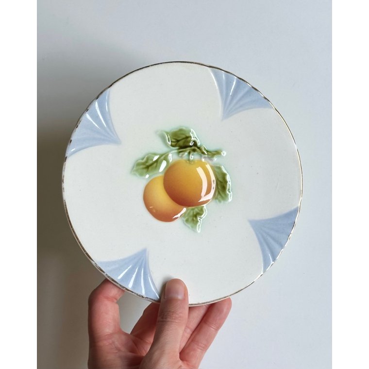 Faience plates w oranges, set of 2