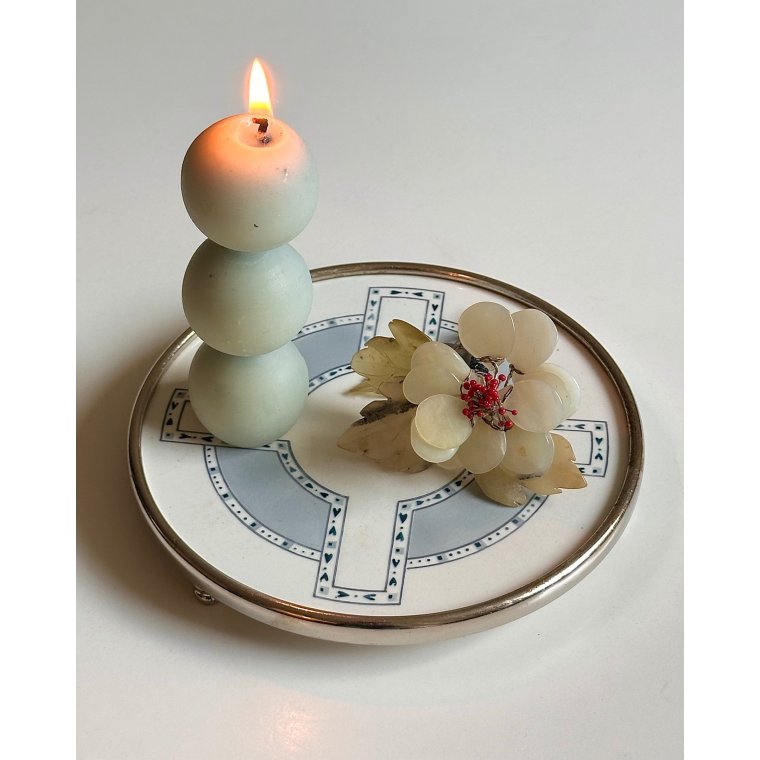 Coaster, faience and metal