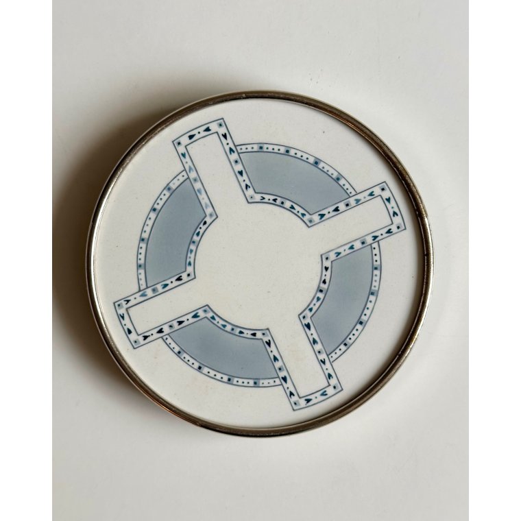 Coaster, faience and metal