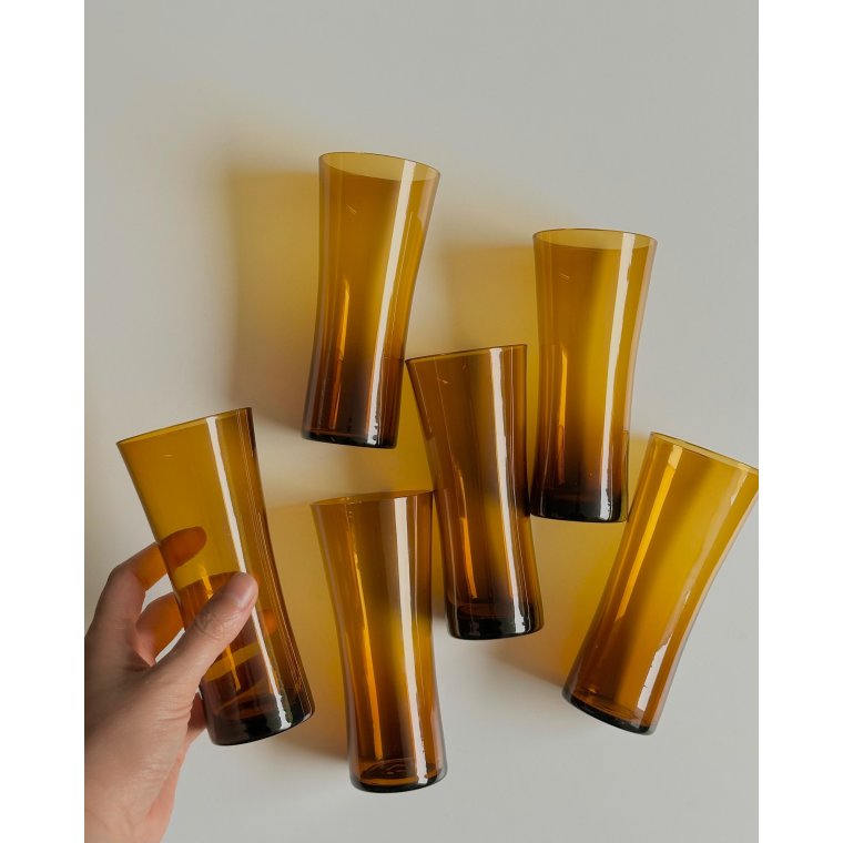 Ravfarvede drikkeglas, 6 stk samlet