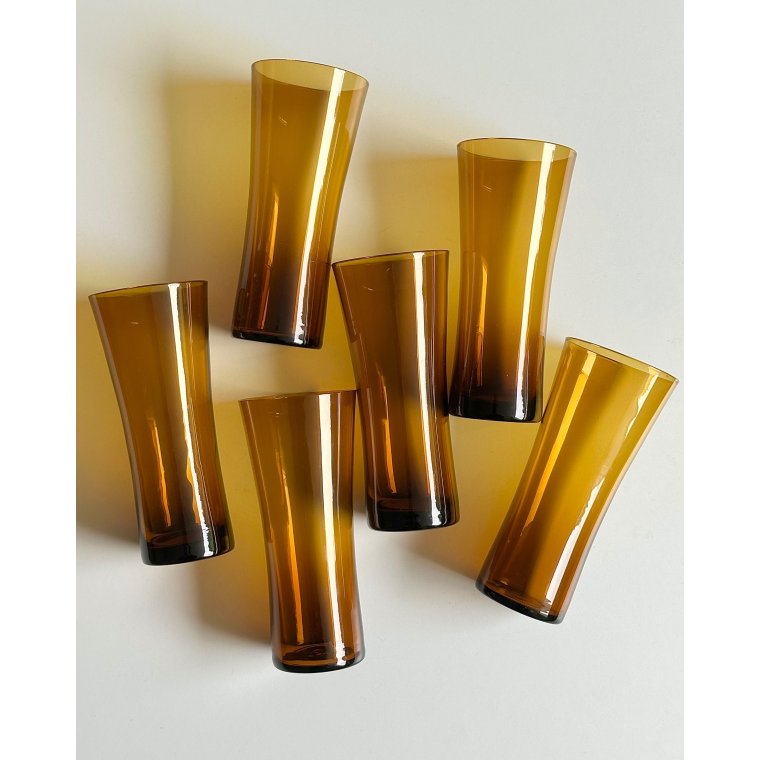 Ravfarvede drikkeglas, 6 stk samlet