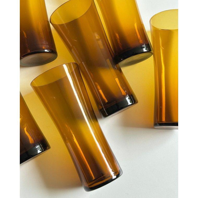 Ravfarvede drikkeglas, 6 stk samlet