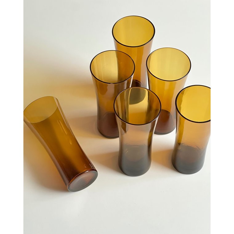 Ravfarvede drikkeglas, 6 stk samlet