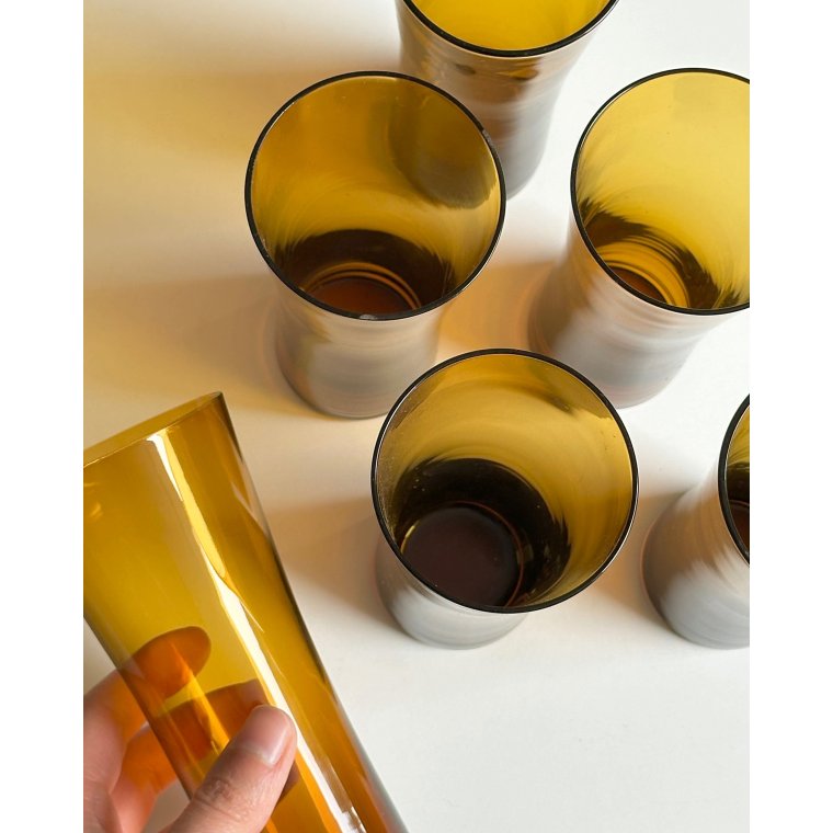 Ravfarvede drikkeglas, 6 stk samlet