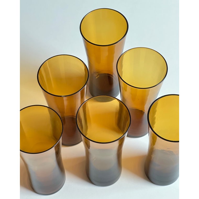 Ravfarvede drikkeglas, 6 stk samlet