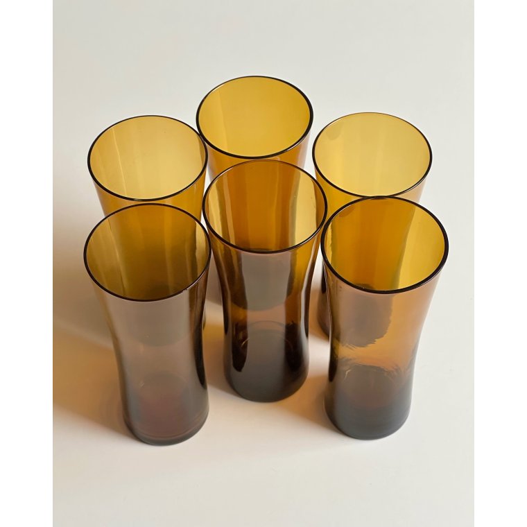 Ravfarvede drikkeglas, 6 stk samlet