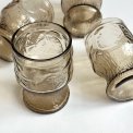 Smokey glasses w fruit motifs, Italy, set of 4
