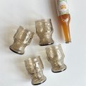 Smokey glasses w fruit motifs, Italy, set of 4