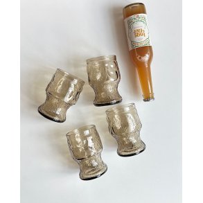 Smokey glasses w fruit motifs, Italy, set of 4