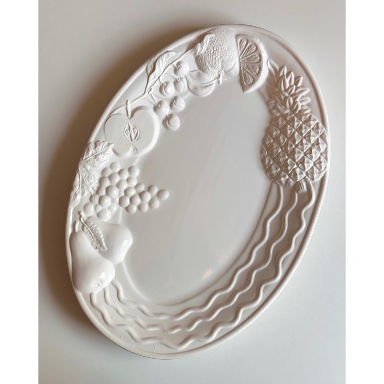 Large dish w fruit motif, faience