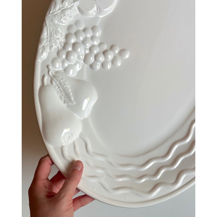 Large dish w fruit motif, faience