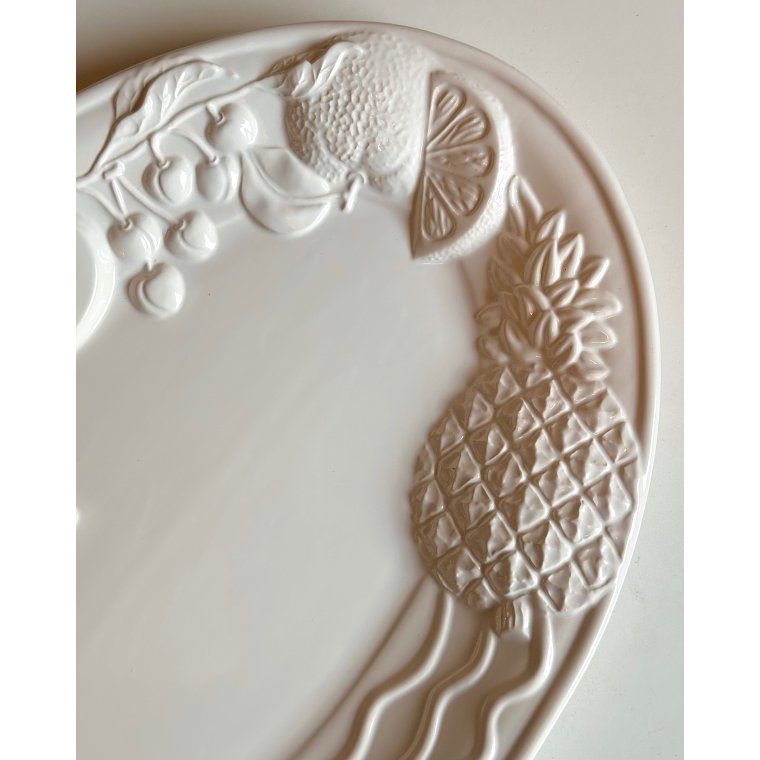 Large dish w fruit motif, faience