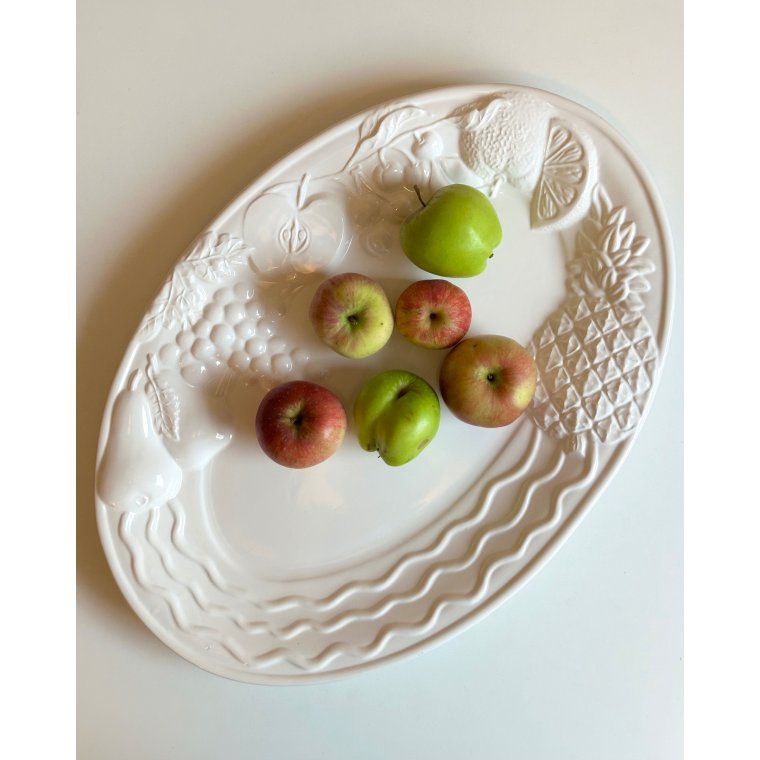 Large dish w fruit motif, faience