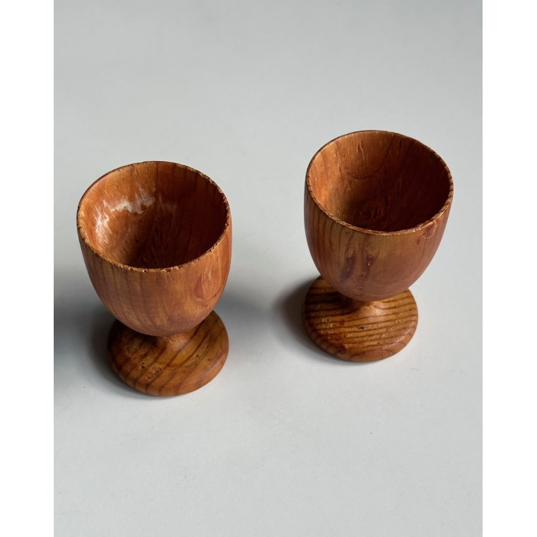 Egg cups, wood, set of 2, NB