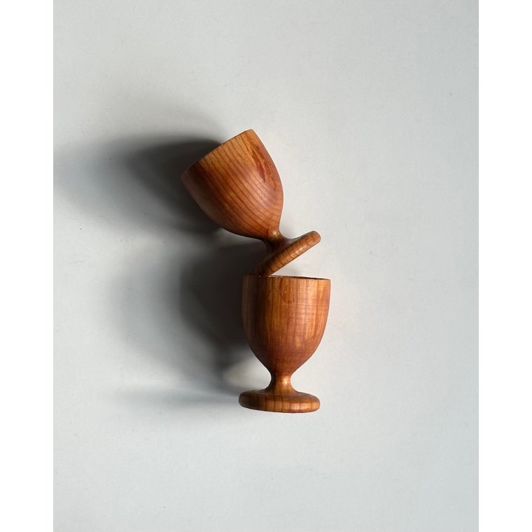 Egg cups, wood, set of 2, NB