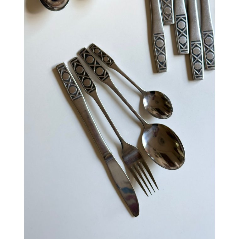 Retro cutlery for 6, stainless steel