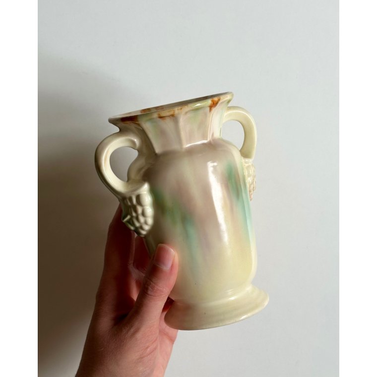 Ceramic vase, cream w pastels