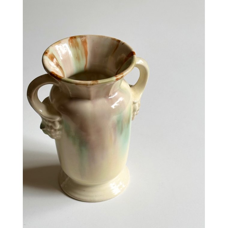 Ceramic vase, cream w pastels