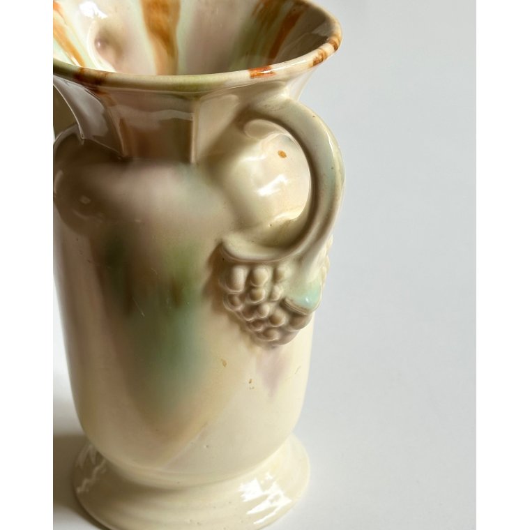 Ceramic vase, cream w pastels