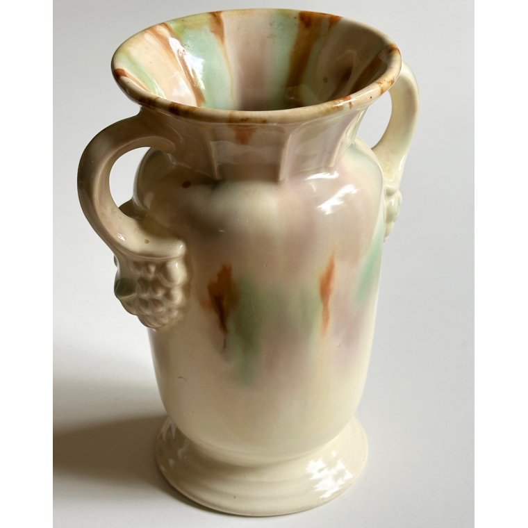 Ceramic vase, cream w pastels