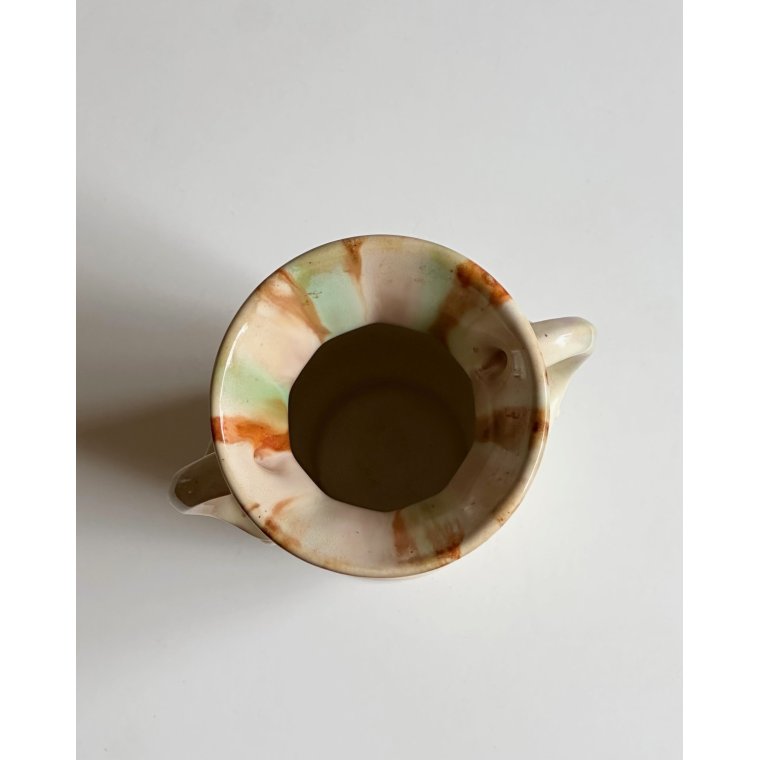 Ceramic vase, cream w pastels