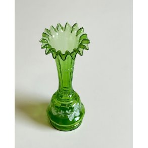Green glass vase w decoration