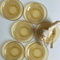Kagetallerkner, ravfarvet glas, 6 stk samlet