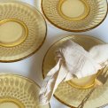 Kagetallerkner, ravfarvet glas, 6 stk samlet