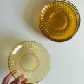 Kagetallerkner, ravfarvet glas, 6 stk samlet