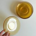 Kagetallerkner, ravfarvet glas, 6 stk samlet