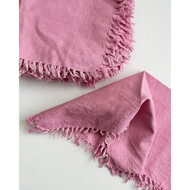 Lyserde stofservietter m frynser, 6 stk