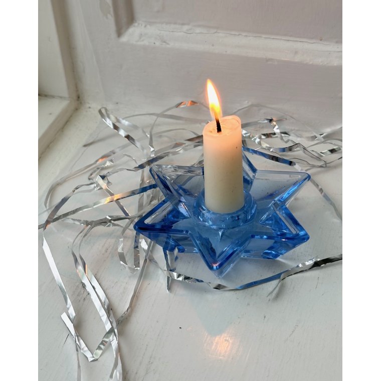 Star shaped candleholder, blue glass