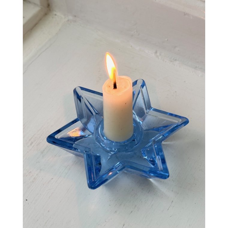 Star shaped candleholder, blue glass