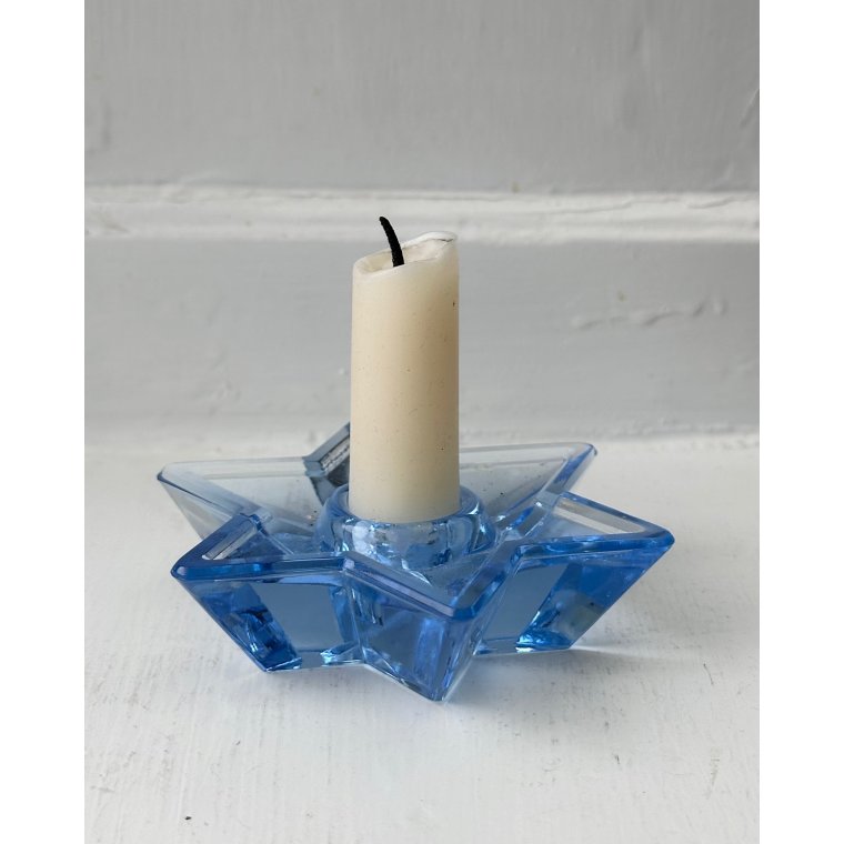 Star shaped candleholder, blue glass