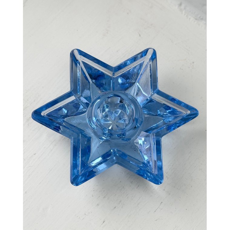 Star shaped candleholder, blue glass