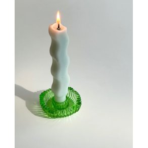 Candleholder, green glass